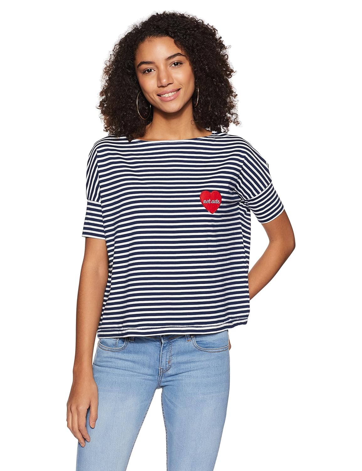 symbol amazon brand women's striped loose fit t-shirt