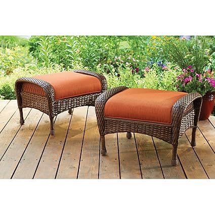 Amazon Com Better Homes Gardens Outdoor Ottomans Set Of 2 In