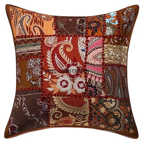 24 Brown Jute Cushion Cover Floor Pillow Sofa Throw India