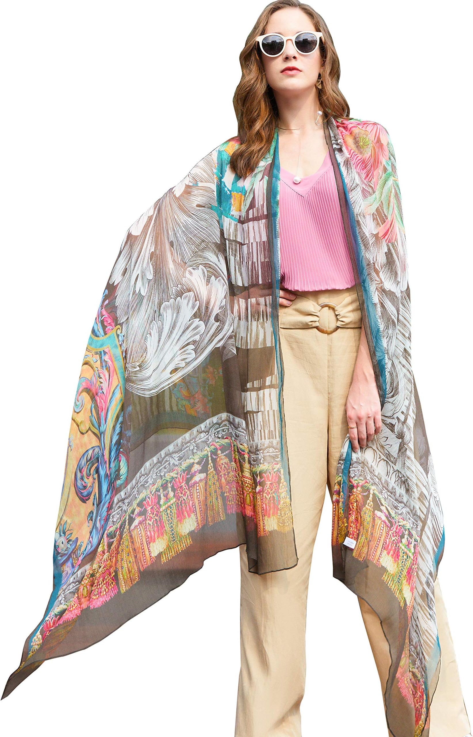 DANA XU 100% Silk Large Size Pashmina Shawls and Wraps Women Scarf