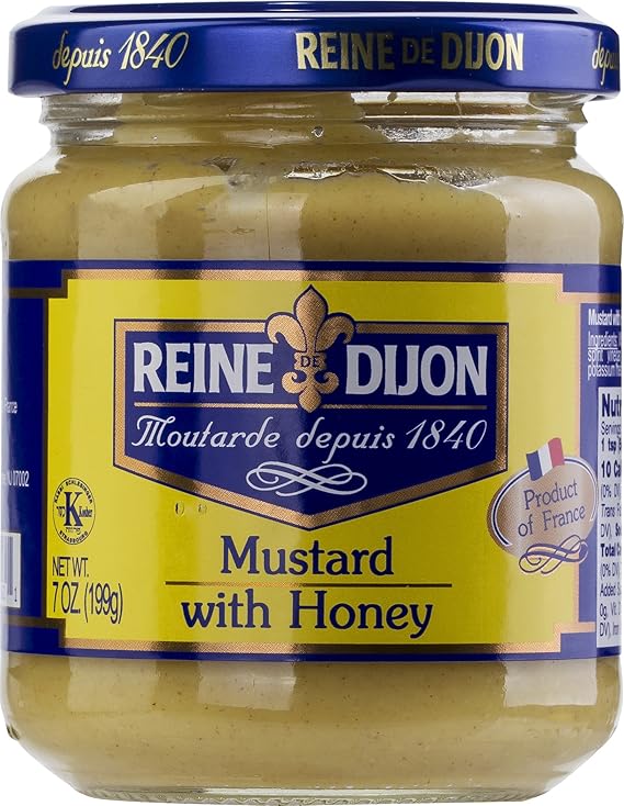 Reine de Dijon, Dijon Mustard with honey (2 Pack) Made in