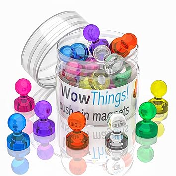 Neodym-Mini-Kühlschrankmagnete stark - 14er Pack, diverse farbige Küchen-Büromagnete, Push-Pin-Magnete, stabile Push-Pins - L