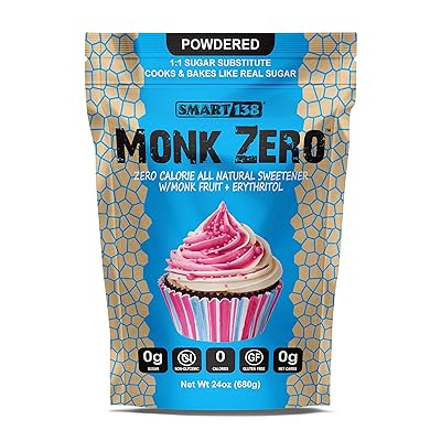 Monk Zero - Powdered Monk Fruit Sweetener, Non-Glycemic, Keto Approved, Zero Calories, 1: 1 Zoetwarensuikervervanger (poeder, 24oz)
