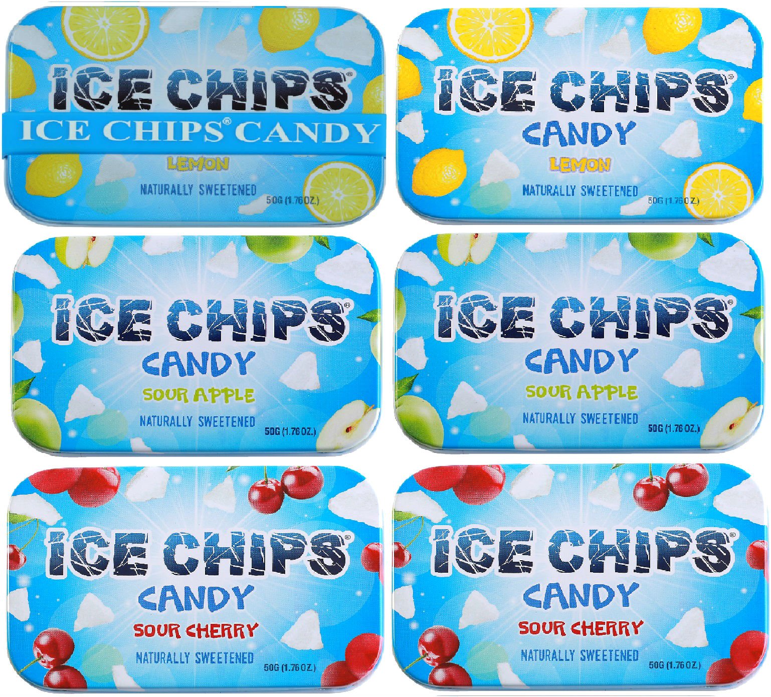 ICE CHIPS Xylitol Candy 6 Tins (Party Pack); Low Carb