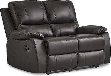 Amazon Com Homelegance Greeley Reclining Loveseat Top Grain Leather Match Brown Furniture Decor