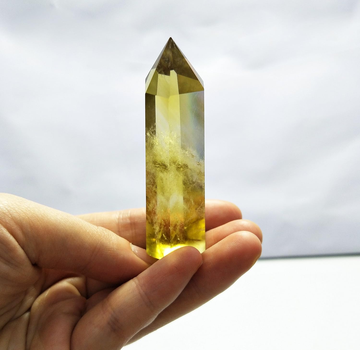 Yellow Quartz Crystal Wand Pointed & Faceted for Healing Reiki Chakra Meditation Therapy Decor (Citrine Crystal) - Image 4