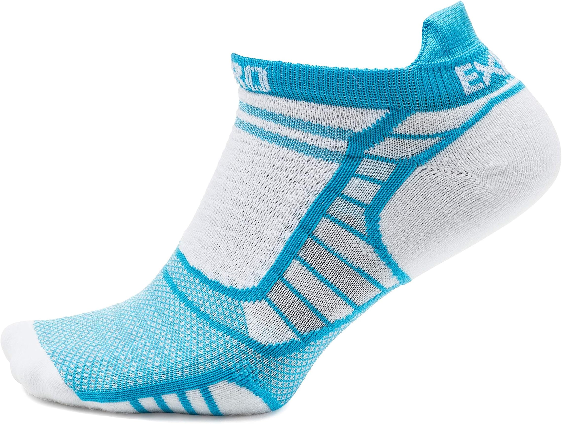 Women's Experia Prolite Thin Padded No Show Tab Running Socks, Turquoise, S