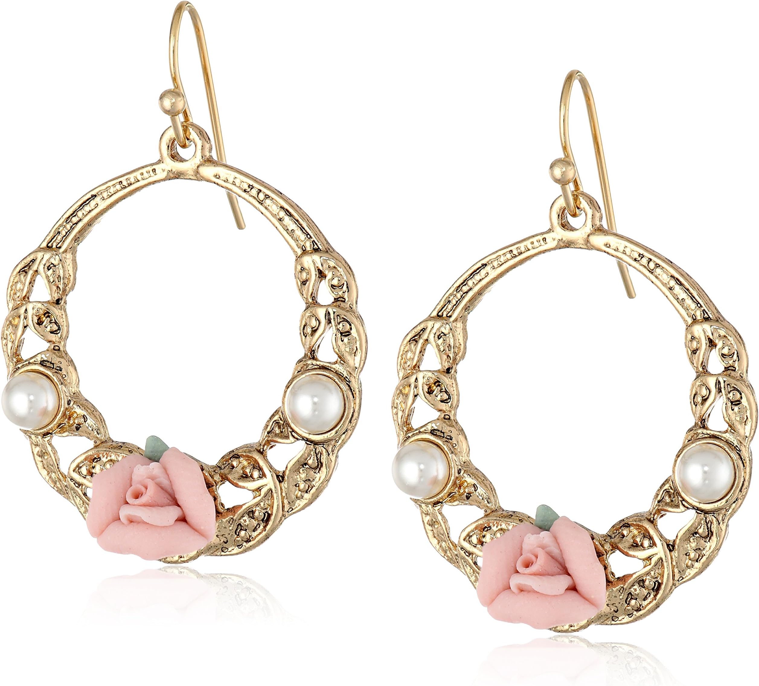 1928 Jewelry Gold-Tone Rose Drop Earrings