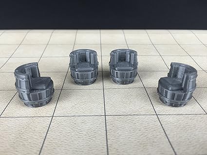 4 Whiskey Barrel Chairs Tavern Series Unpainted 28mm Scale Miniature 3d Printed
