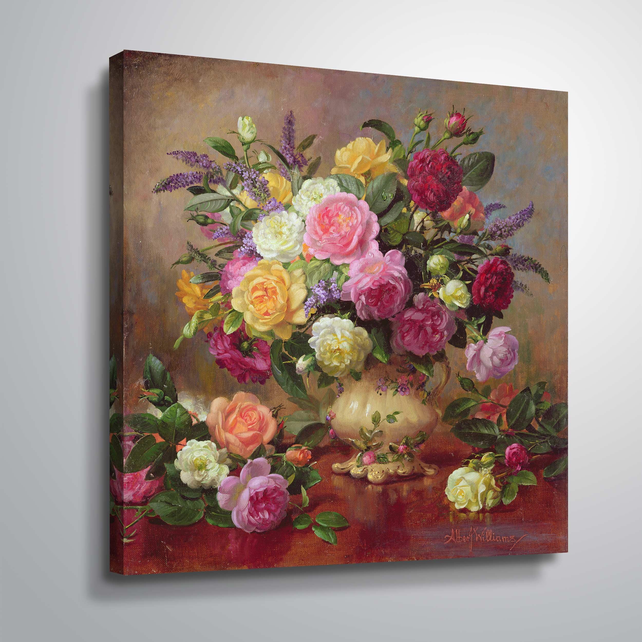 Art Wall williams-b-007-24x24-w Albert Williams 'Roses from a Victorian Garden' Gallery-Wrapped Canvas Artwork, 24 by 24-Inch