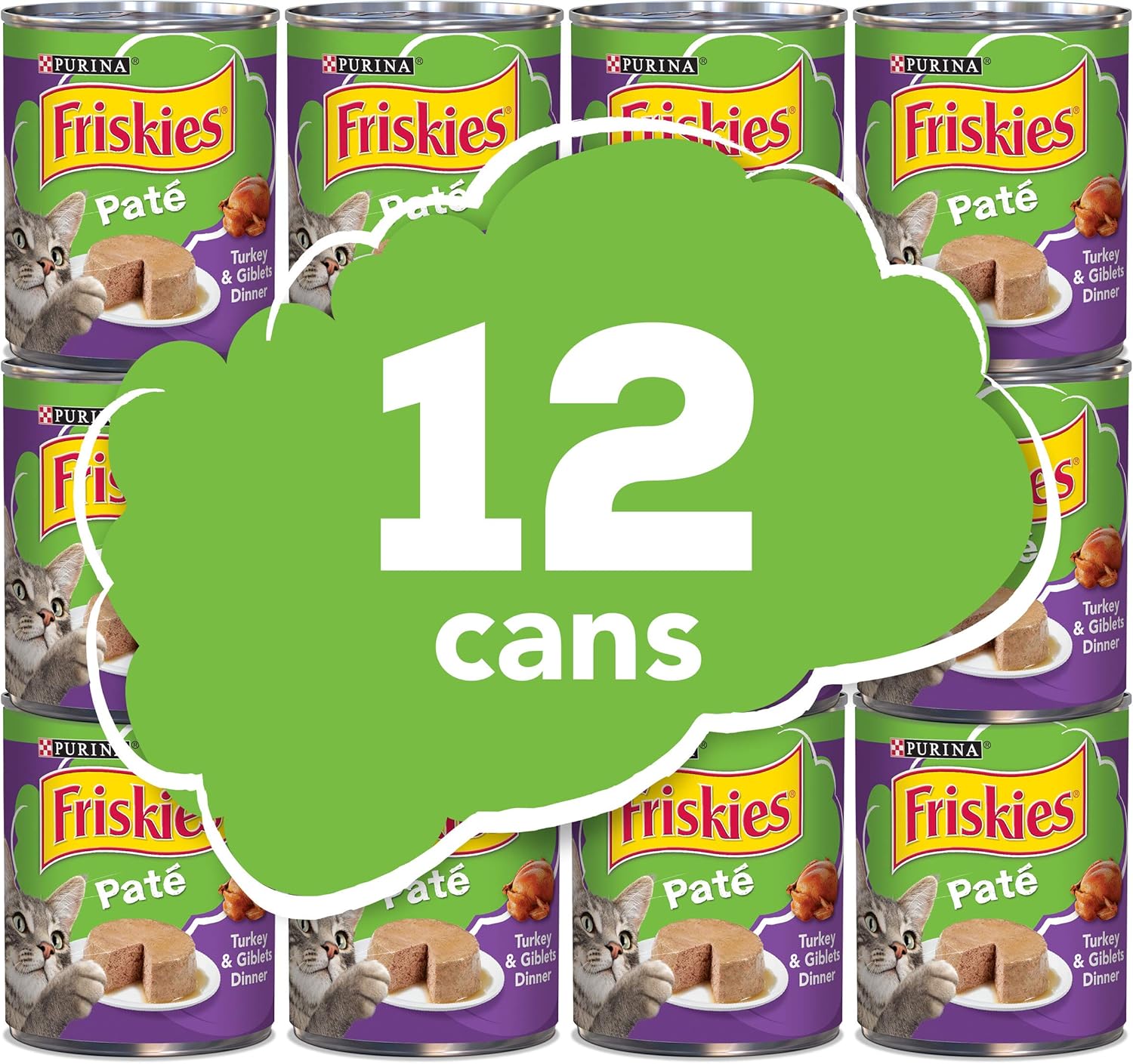Purina Friskies Pate Wet Cat Food, Turkey Giblets Dinner (12) 13 oz