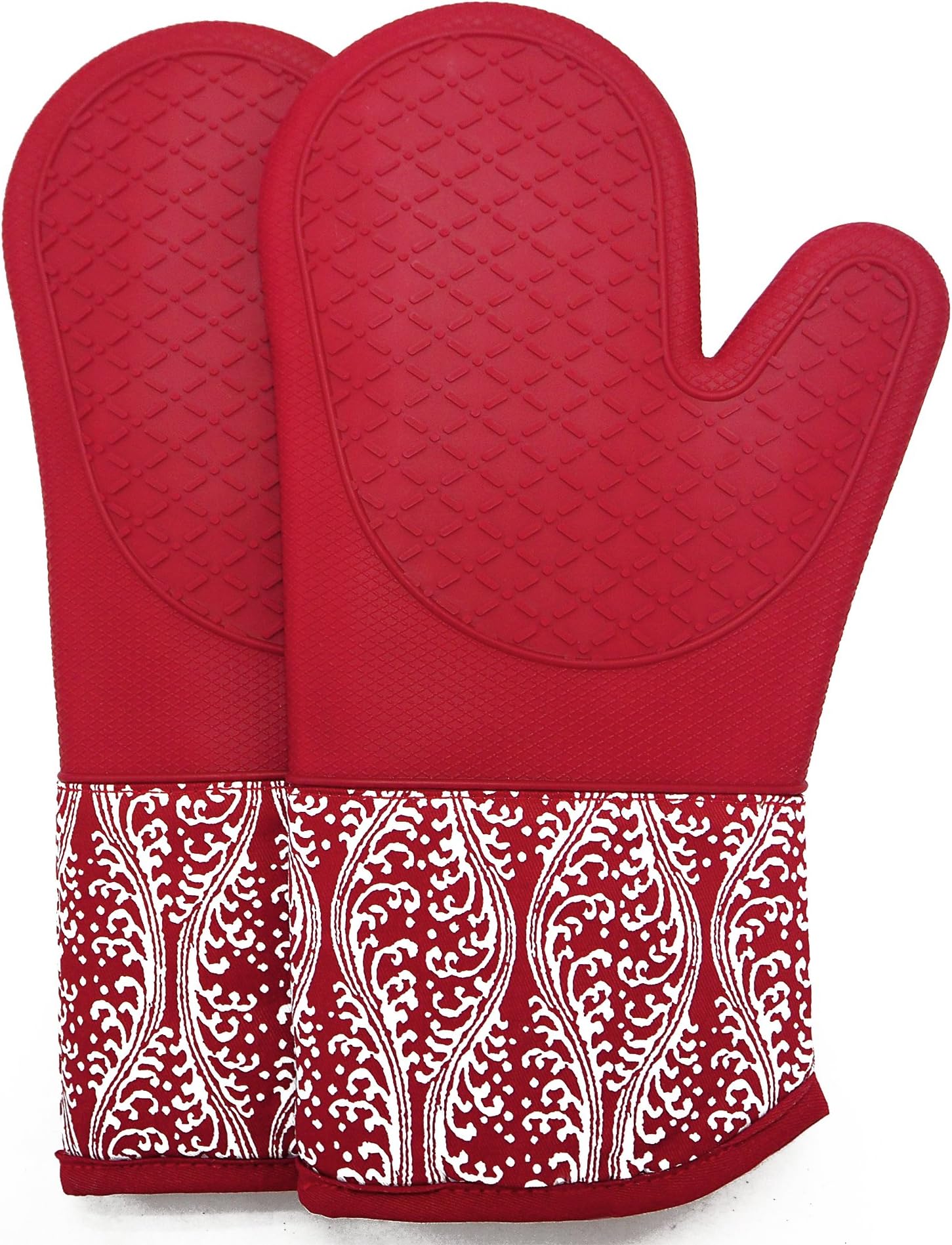 Pot Holders Set of 3 Non Slip Silicone Kitchen Lines Heat Resistant 500℉ Kitchen Gloves BBQ Cooking Baking Cooking Barbecue Microwave Machine Washable…