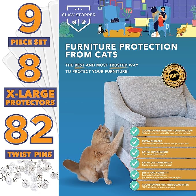 Amazon Com Clawstopper Furniture Protectors From Cats 9 Pc Set