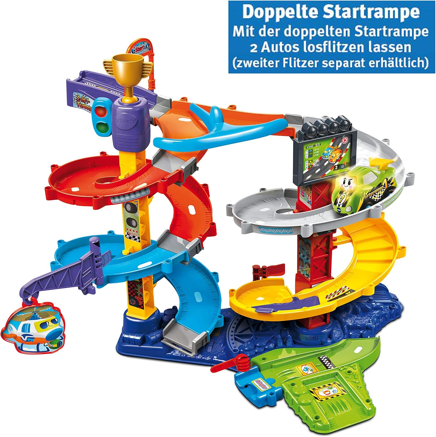 VTech 80-535004 TUT Baby Speedster 2-in-1 Turbo Tower Baby Toy, Racetrack, Parking Garage, Car, Colourful, Groot - Image 3