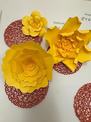 Amazon Com Set Of 5 Giant Yellow Paper Flower Backdrop 22 Inch To 16 Inch Perfectly Shaped Curved Wedding Backdrop Nursery Room Decor Archway Decorations Baby Shower Handmade