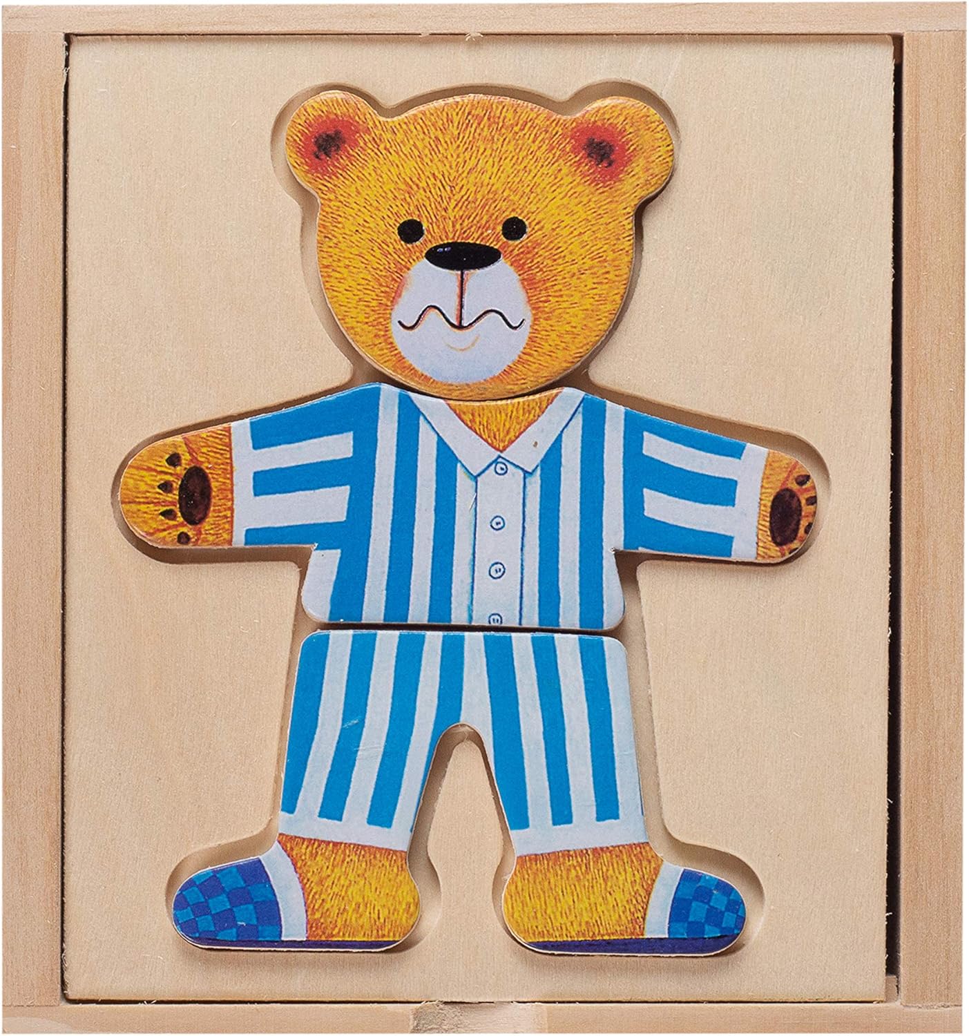 wooden teddy bear dress up puzzle