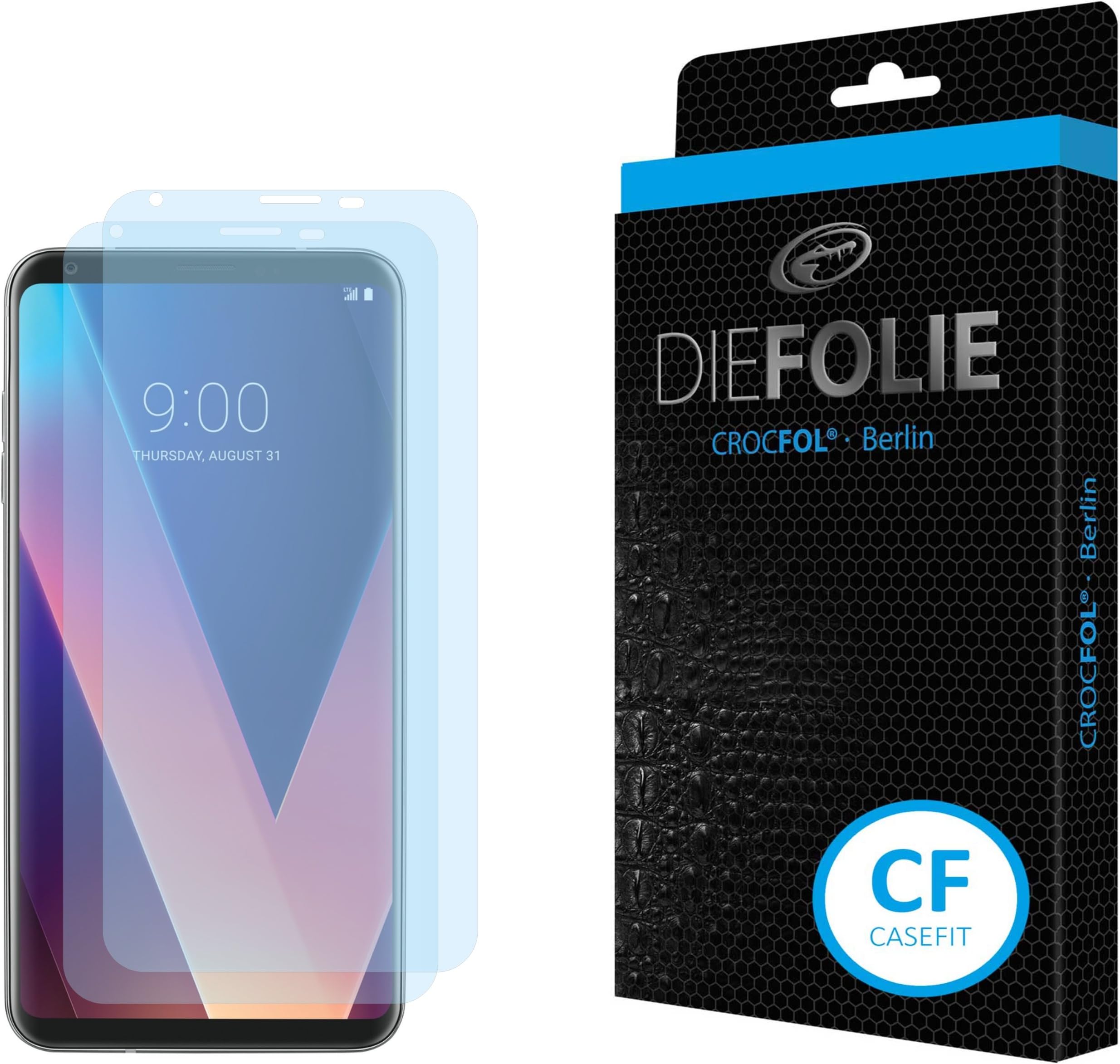LG V30 Fullcover Screen Protector (2 Pack) DIEFOLIE – Made in Germany, Antibacterial Sealing Liquid Glass SiO2 Technology, Bubble-Free Anti Shock Scratch Resistant, Self-Healing