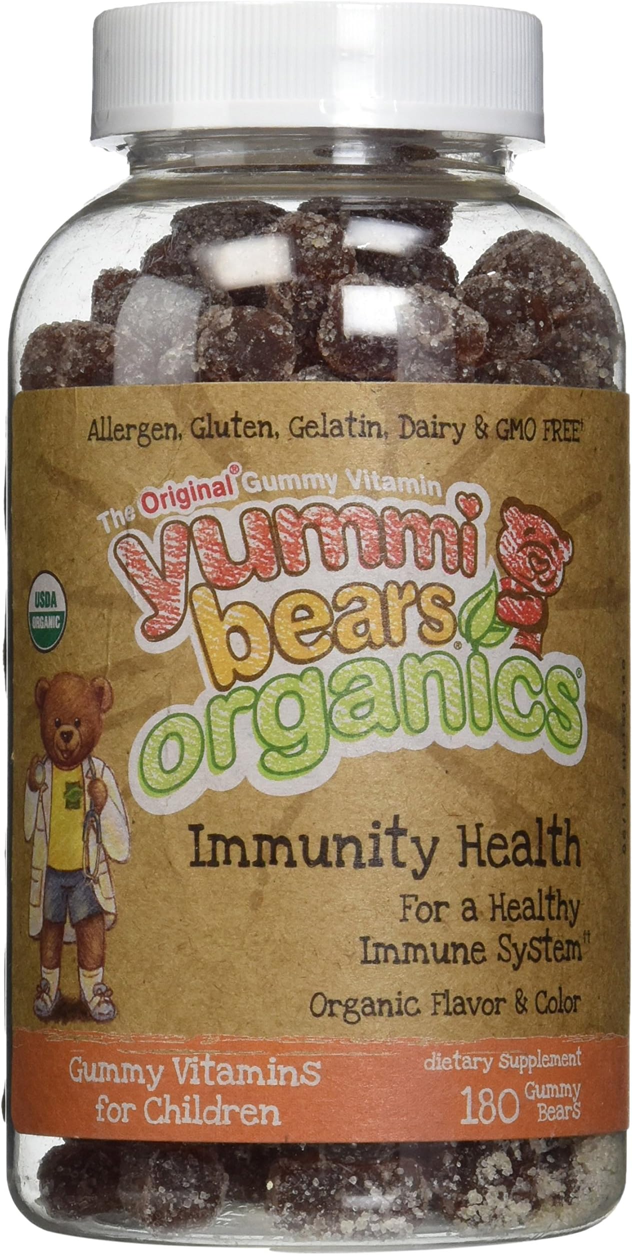 Yummi Bears Organics Immunity Health - 2 Bottles, 180 Gummies Each