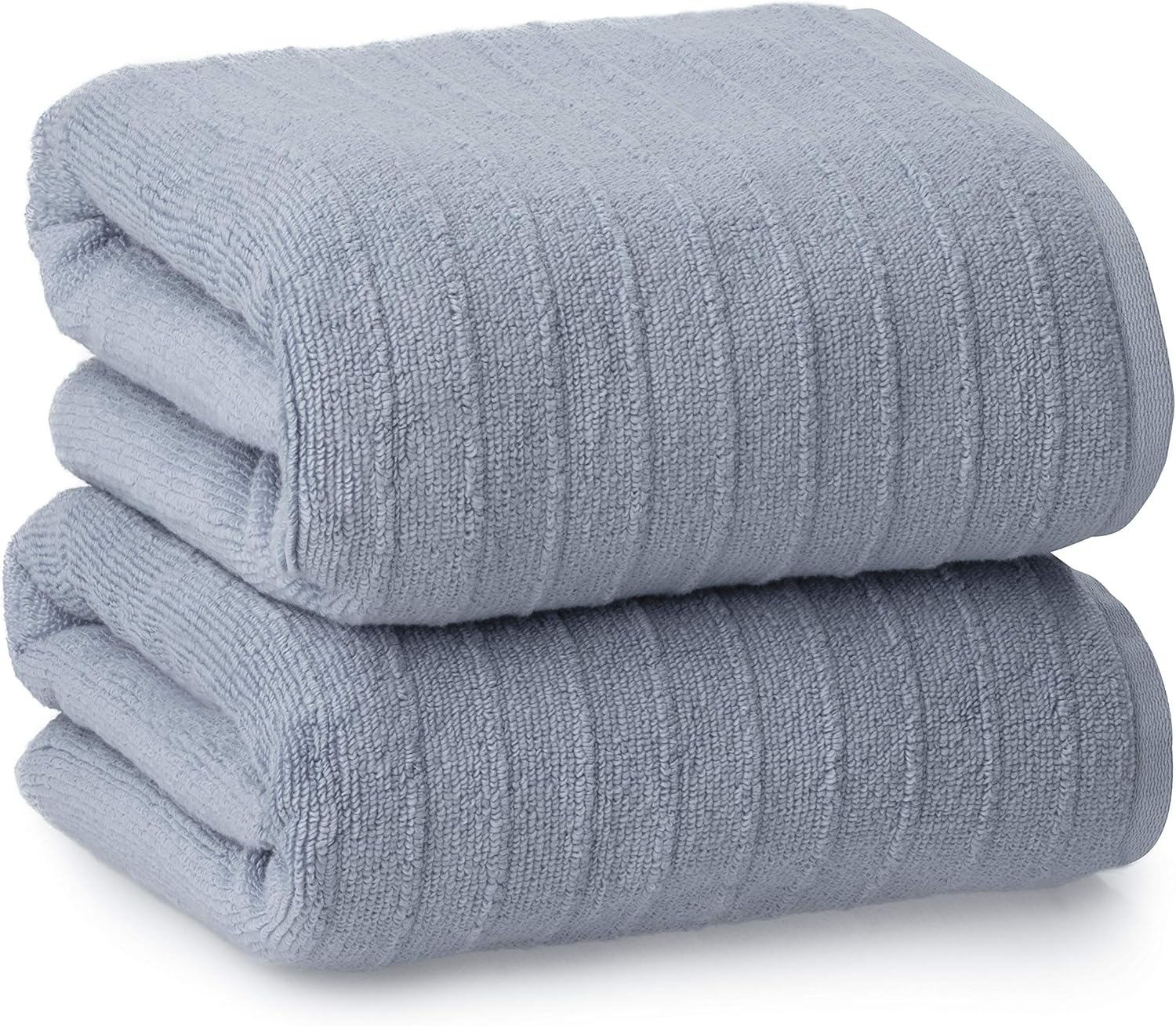 Welhome James 100% Cotton 2 Piece Bath Sheets | Dusty Blue | Stripe Textured | Supersoft & Durable | Highly Absorbent & Quick Dry | Ideal for Everyday Use | 450 GSM | Machine Washable: Home & Kitchen
