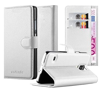 Cadorabo Hülle für Samsung Galaxy S5 / S5 NEO - Hülle in ARKTIS WEIß – Handyhülle mit Kartenfach und Standfunktion - Case Cov