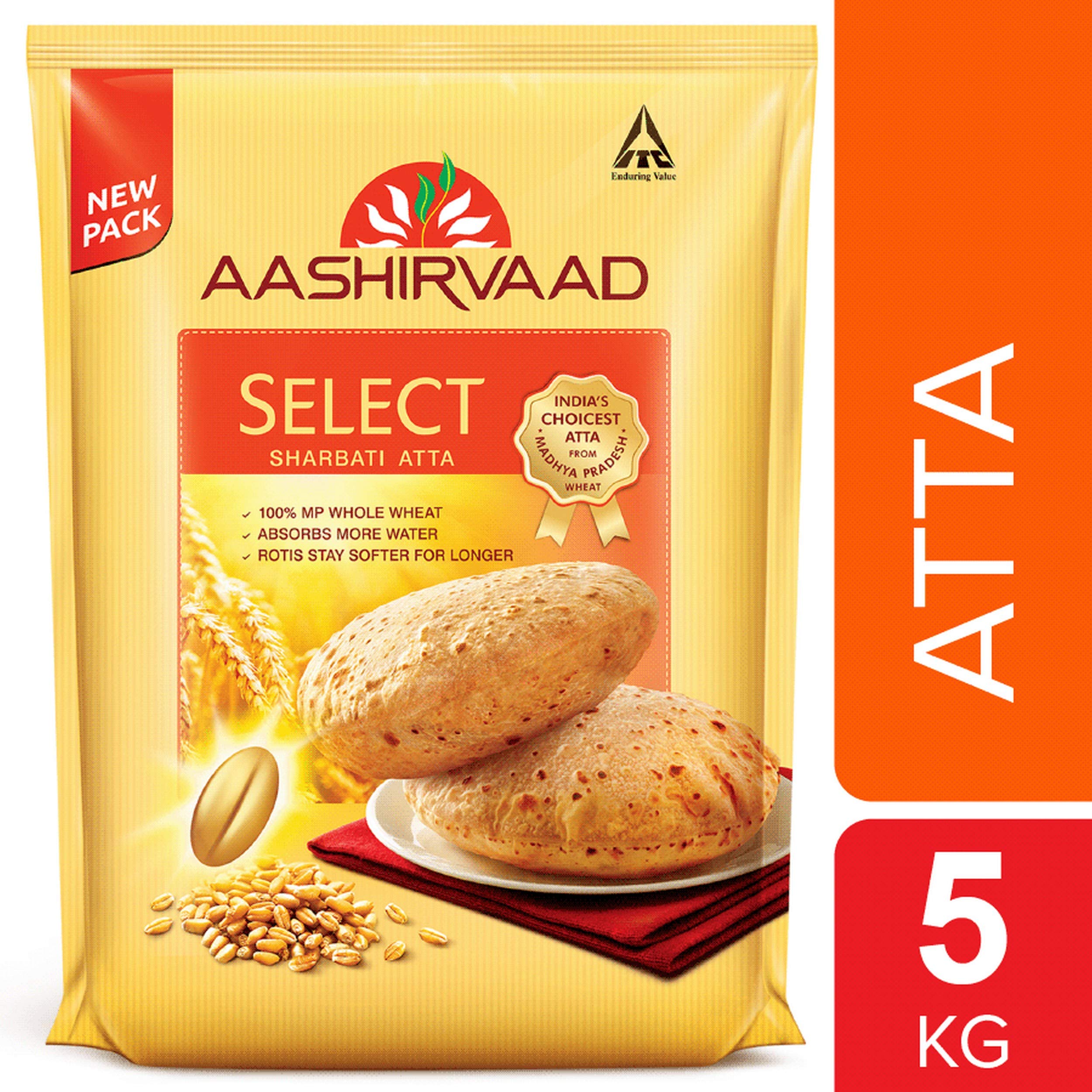Aashirvaad Select Whole Wheat Sharbati Atta 11 Pound (5 KG) Buy