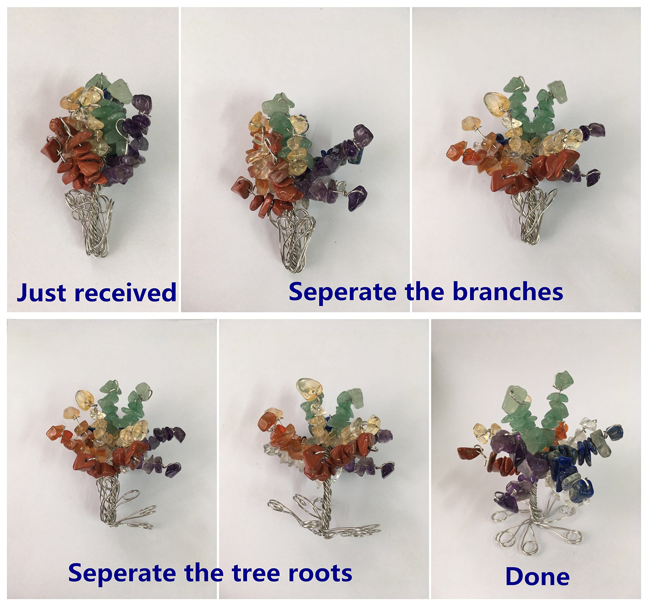 Jovivi 7 Chakra Pierres Naturelles Pierres Bracelet avec Pendentif + Porte-Bonheur Décoration Thérapie Reiki Tibetain Bouddhiste + DIY Arbre de la Vie Feng Shui Maison Bureau Decoration Bibelot #02