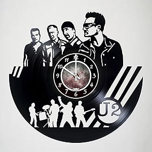 U2 - Irish Rock Band - Vinyl Record Wall Clock - Handmade artwork unique home bedroom living kids room nursery wall decor great gifts idea for birthday, wedding, anniversary - Customize your clock !