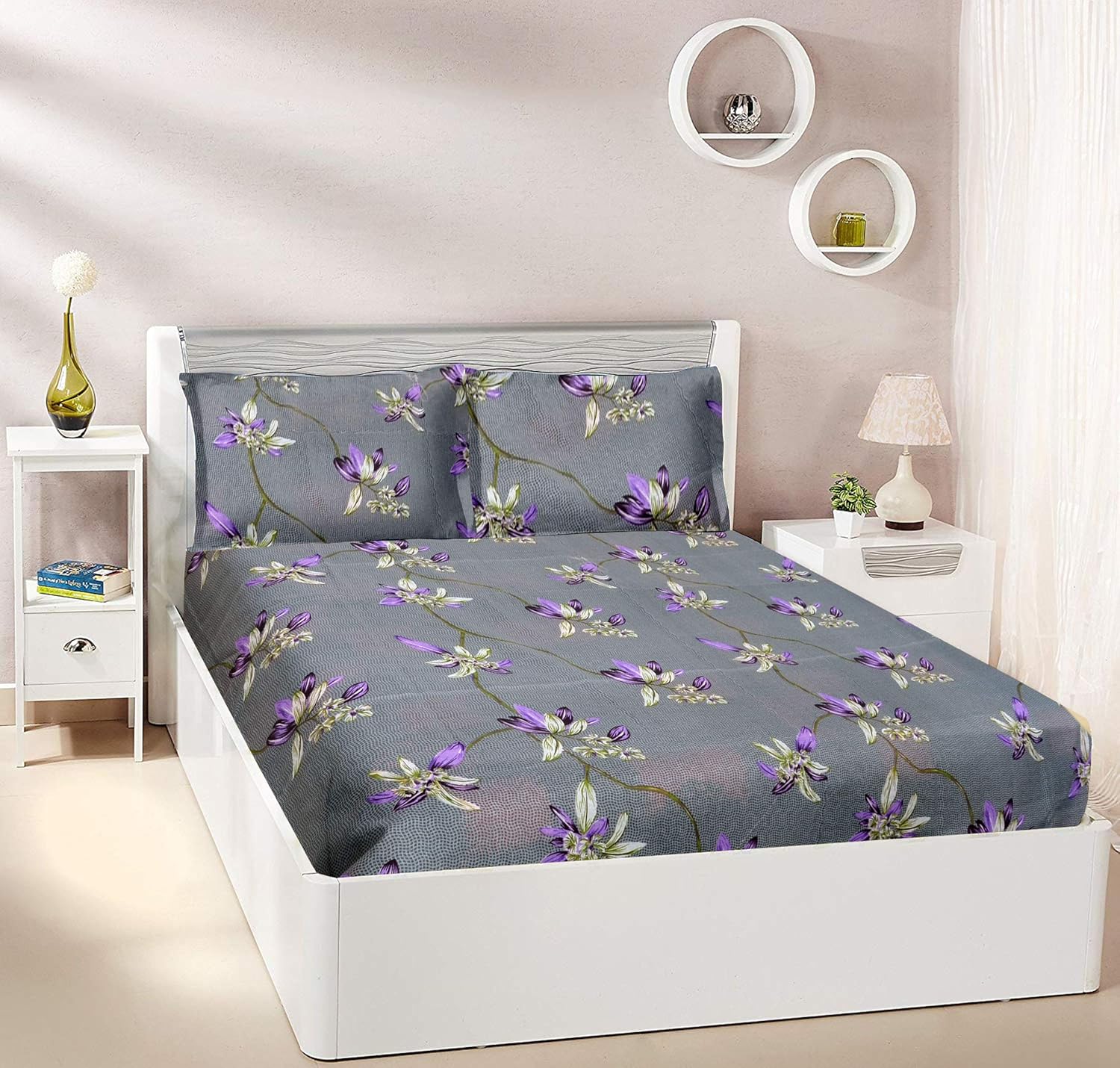 Cortina 100 Cotton 104 TC Double Bed Sheets With 2 Pillow Covers
