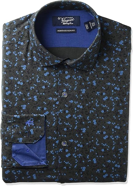 slim fit spread collar dress shirt