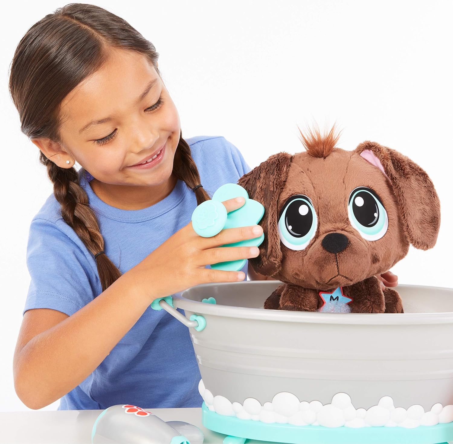 Little Tikes Rescue Tales Scrub 'n Groom Bathtub Playset w/ Chocolate Lab Plush Pet Toy, Multicolor: Toys & Games