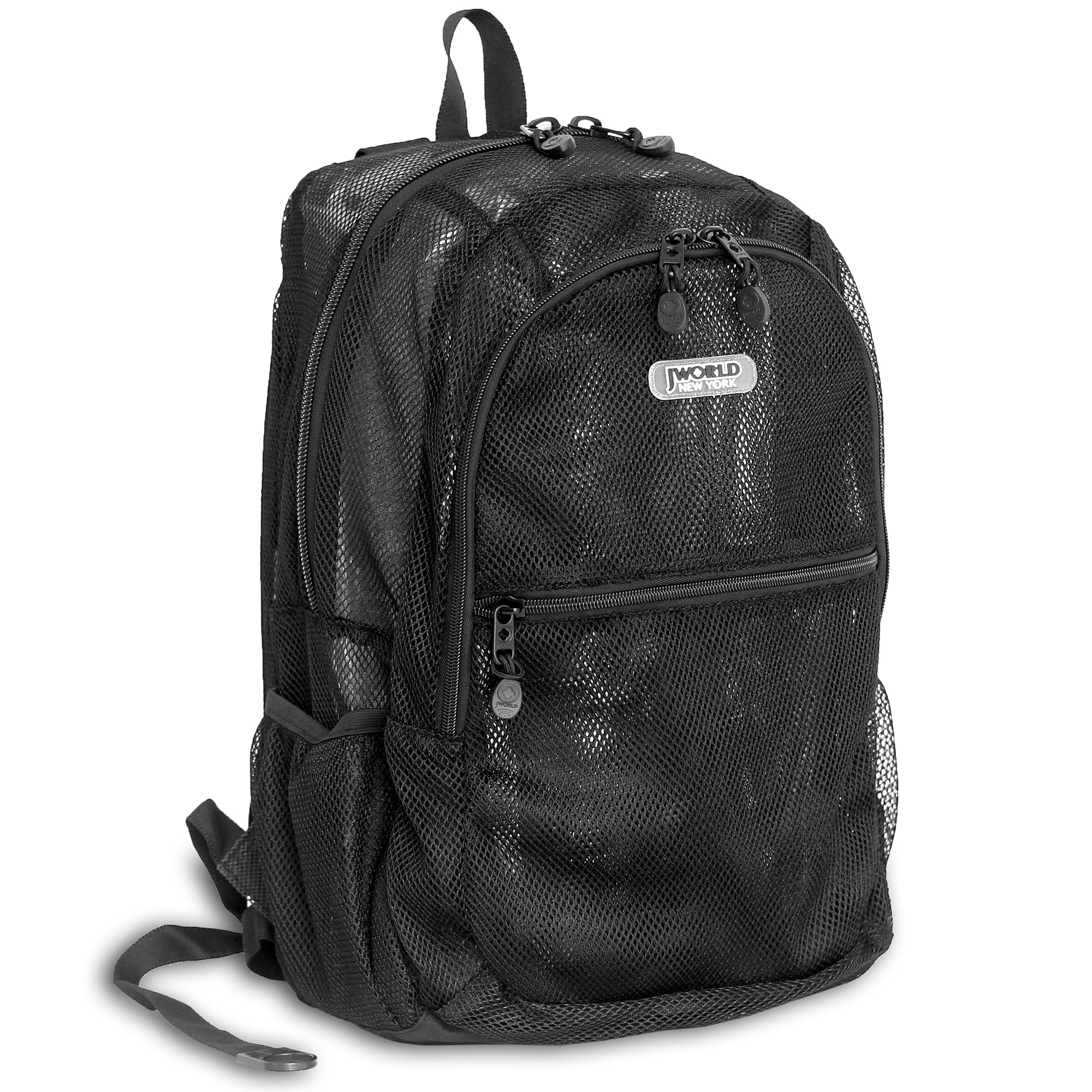 J World New YorkMesh Backpack, Black, One Size