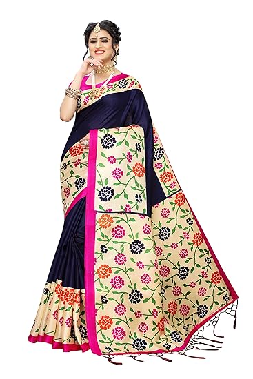 synthetic with blouse piece Saree (SDPL-JASMINE J_ blue_ free size)