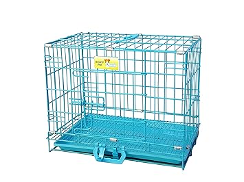 Smarty Pet Paws Plastic Dog Cage with Removable Tray (Blue, 24-inch)