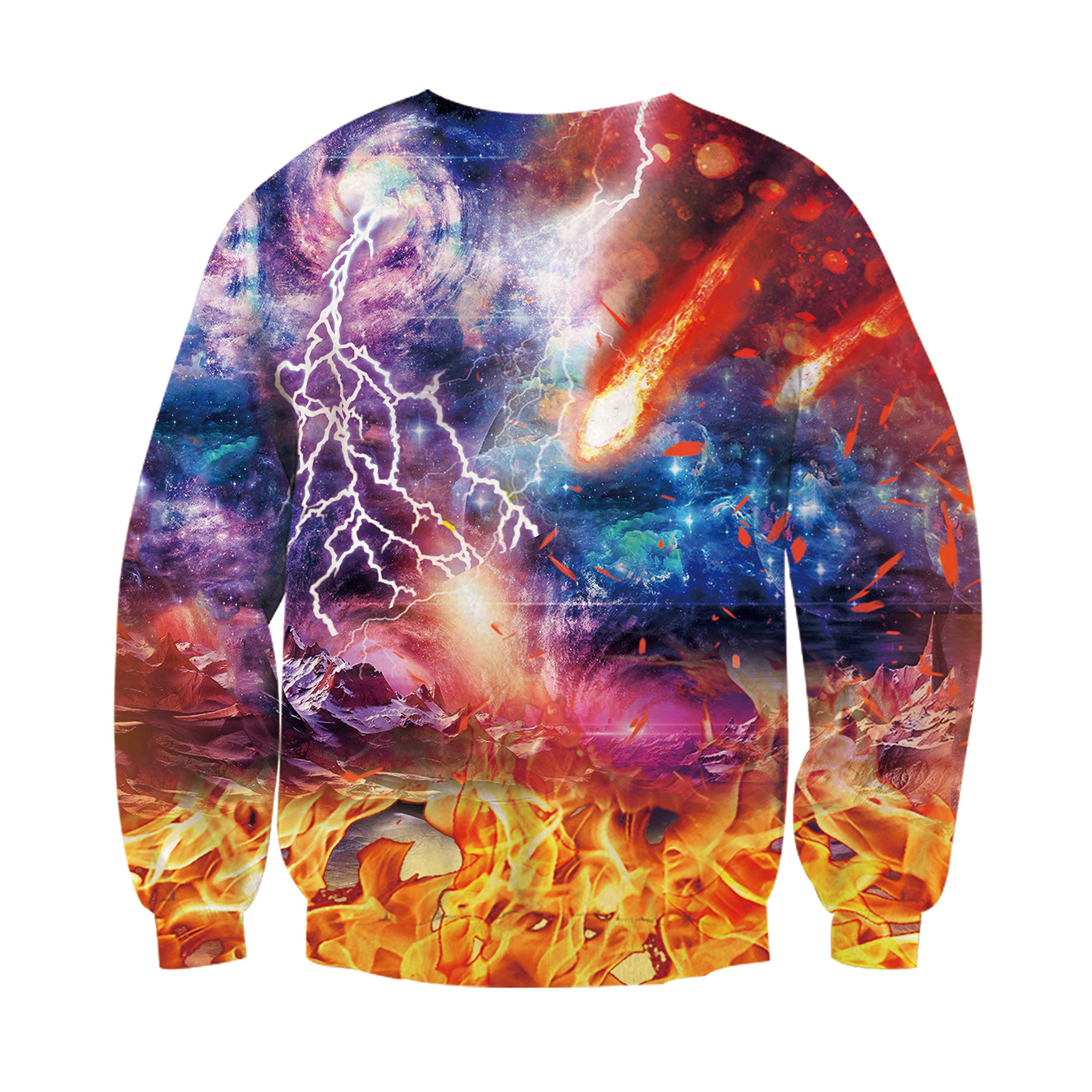 RAISEVERN Unisex Funny Dragon Print Ugly Christmas Sweater Crewneck Sweatshirt Long Sleeved XXL Dinosaur Green