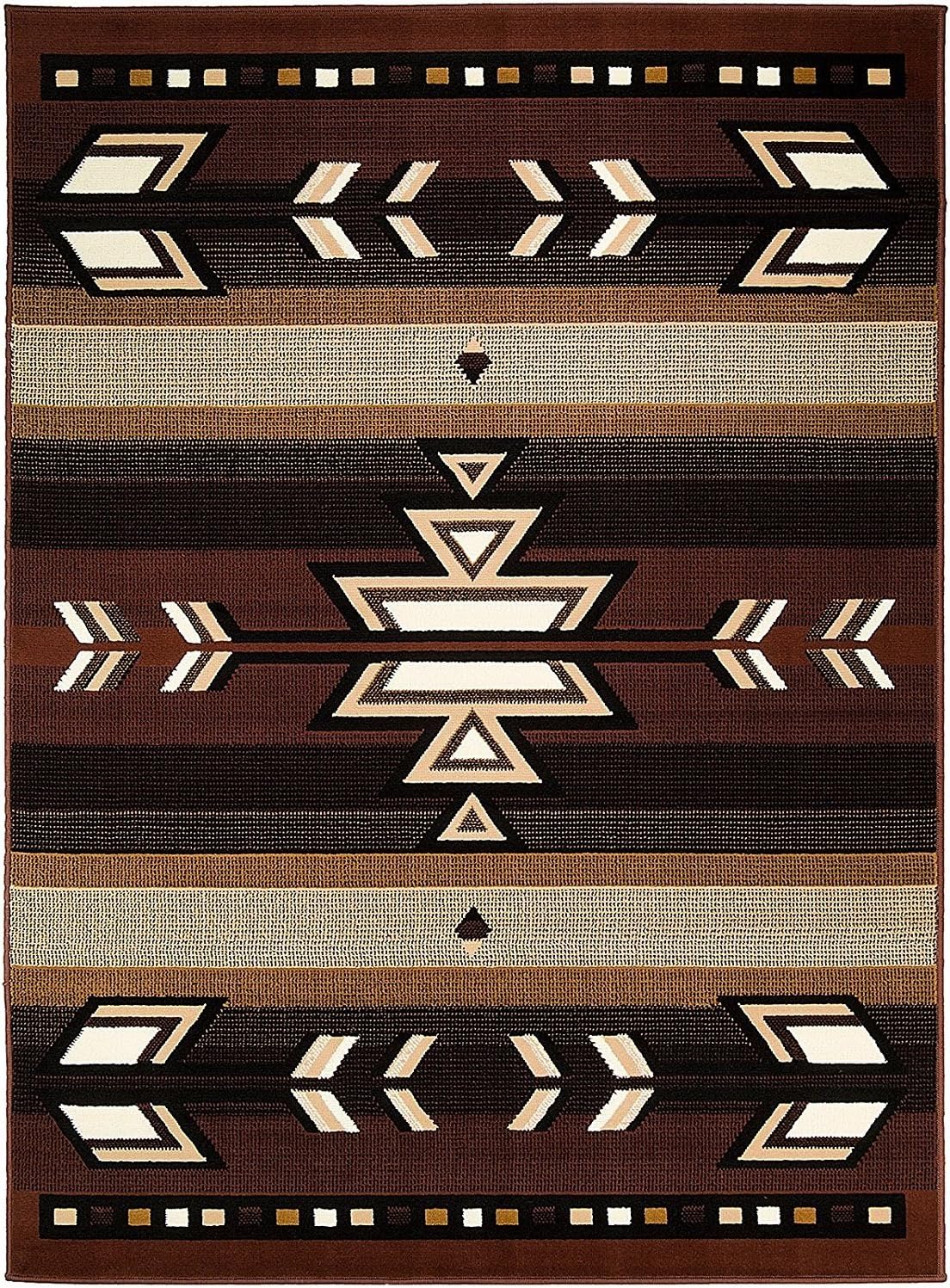 Champion Rugs Southwest Southwestern Native American Modern Arrows Geometric Brown Area Rug Carpet (5โ 3โ X 7โ 5โ)