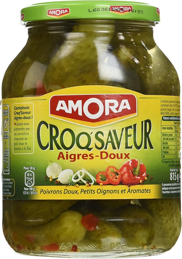 AMORA Cornichons Croq'Saveur AigresDoux 440 g Amazon.fr Amazon Pantry