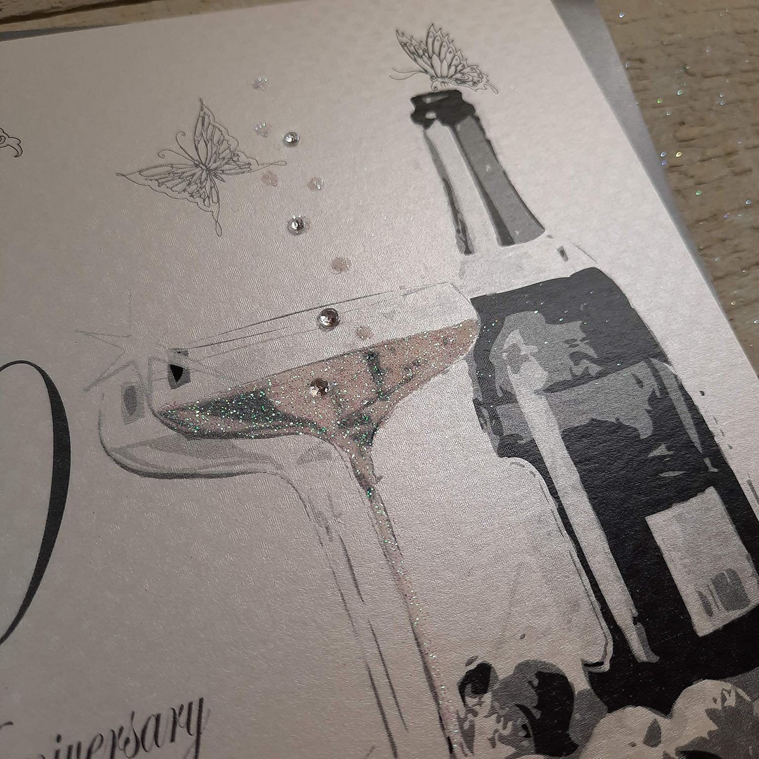 WHITE COTTON CARDS BD70C 70 Platinum Congratulations, Handmade 70th Anniversary Card (Champagne & Chocolates) - Image 3