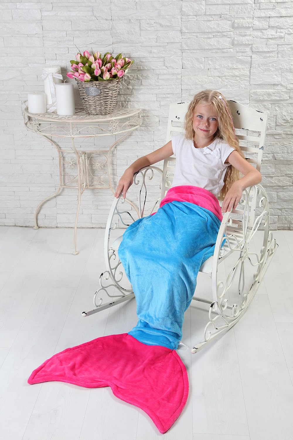 Soft Warm Minky Fleece Fabric Idea For Little Girls Aqua Light Pink Ages 3 12 Fluffy Mermaid Tail Blanket For Kids Blankets