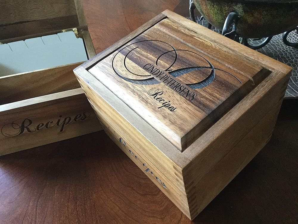 Personalized recipe box, Wood recipe box, Personalized wood