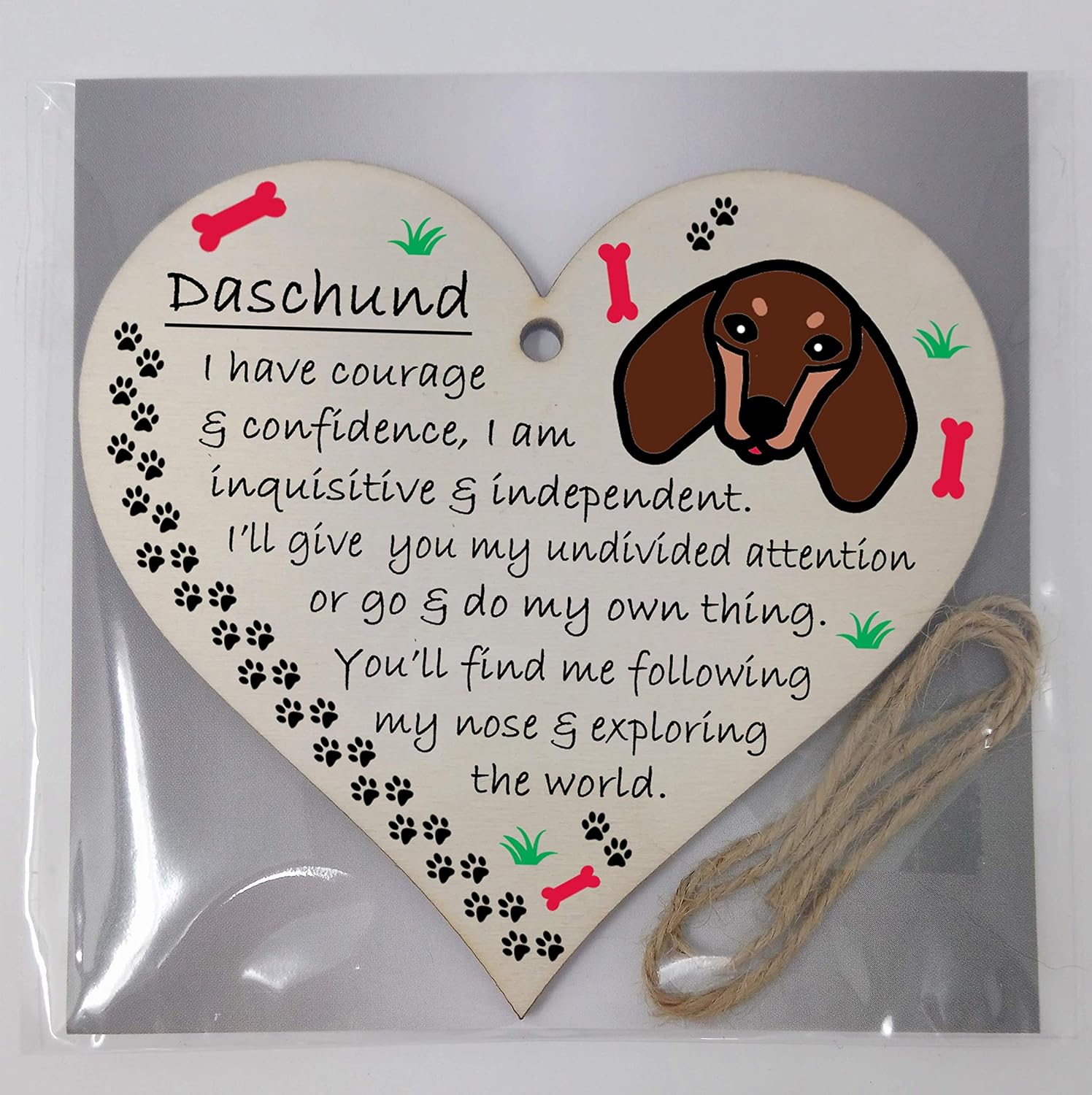 Handmade Wooden Hanging Heart Plaque Gift Perfect for Dog Lovers Pet Keepsake Novelty Decoration, Soft, Muted Shade, Daschund - Image 5