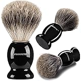 Perfecto 100% Pure Badger Shaving Brush-Black Handle- Engineered for the Best Shave of Your Life. For, Safety Razor, Double Edge Razor, Staight Razor or Shaving Razor, Its the Best Badger Brush.
