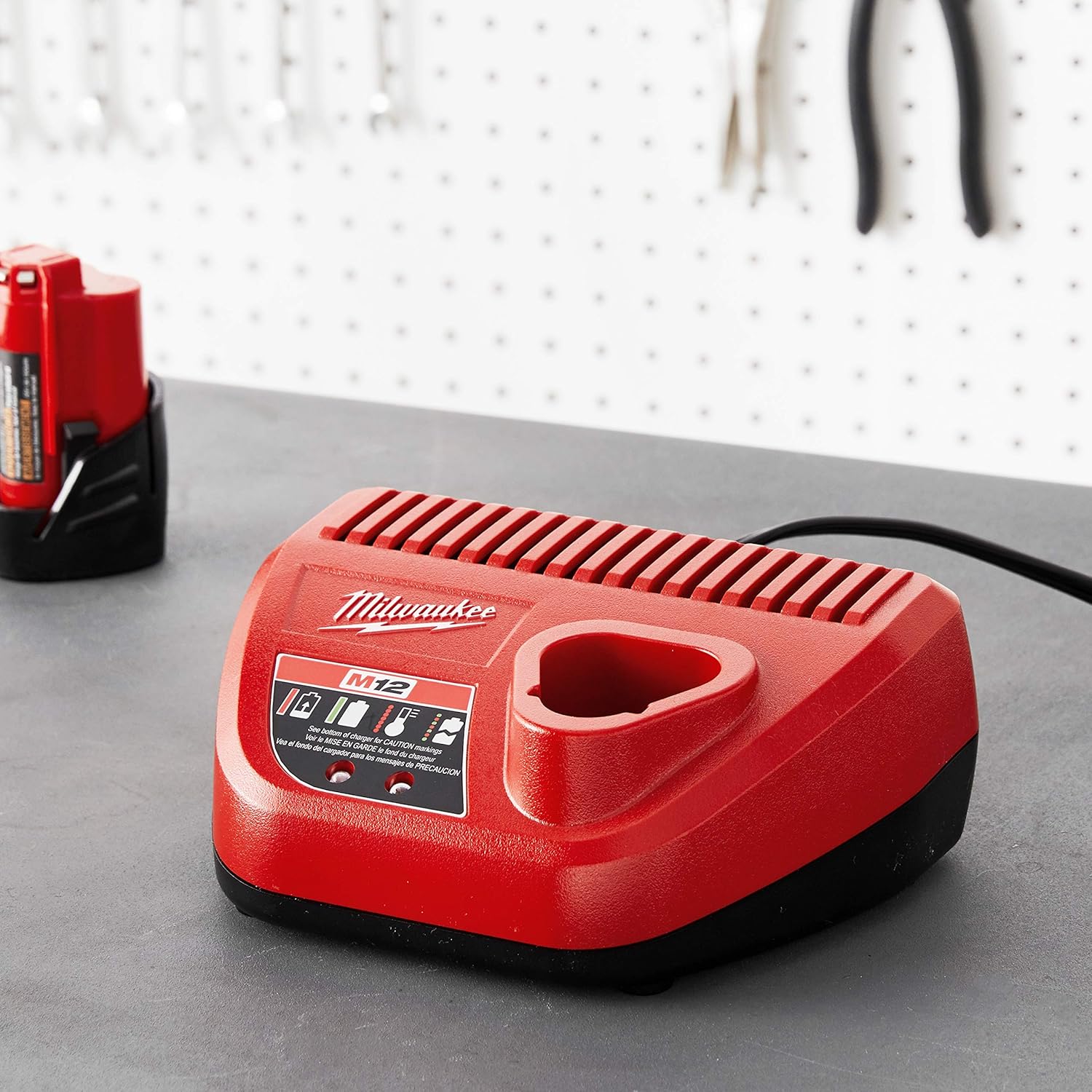 Milwaukee Genuine OEM 48-59-2401 M12 Lithium Ion 12 Volt Battery Charger w/LED Indicating, Red - - 