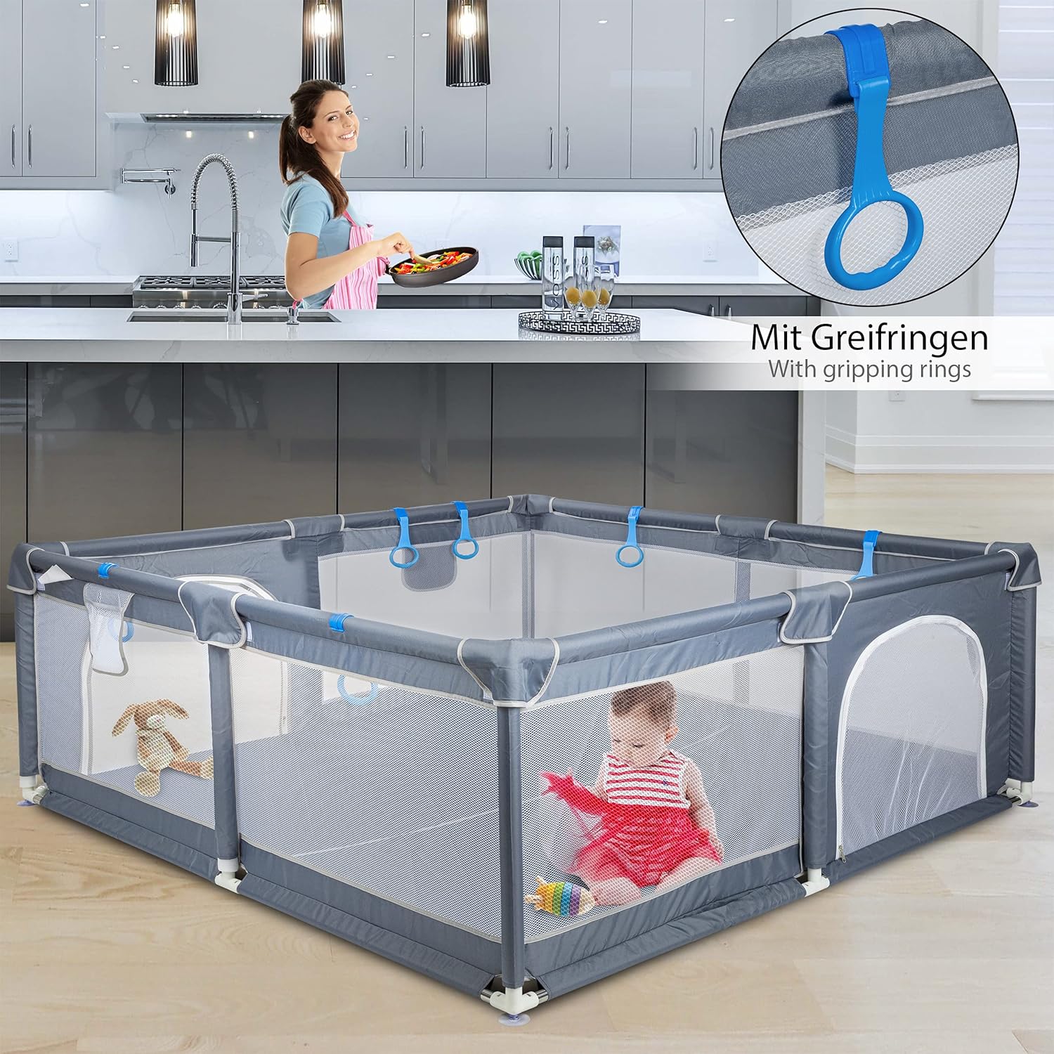 Barriere Rectangulaire Grille De Protection Pour Enfants 160 X 160 Cm Cloture Bebe Grise Parc Pour Bebe Barriere Sur Et Sans Substances Nocives Onvaya Parc Bebe Et Puericulture La Chambre De Bebe