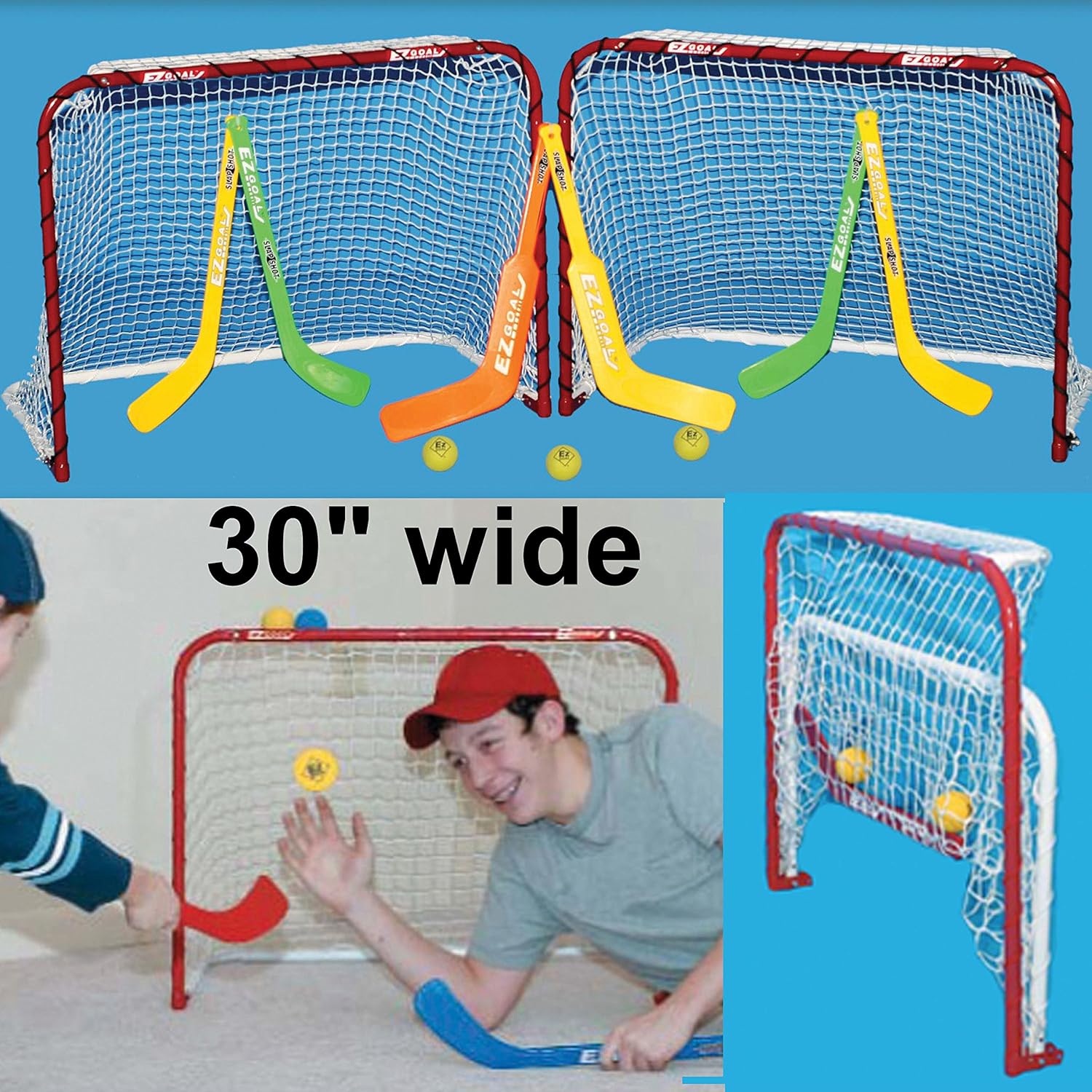 EZGoal Double Mini Folding Goal, Red/White : Hockey Goals : Sports & Outdoors