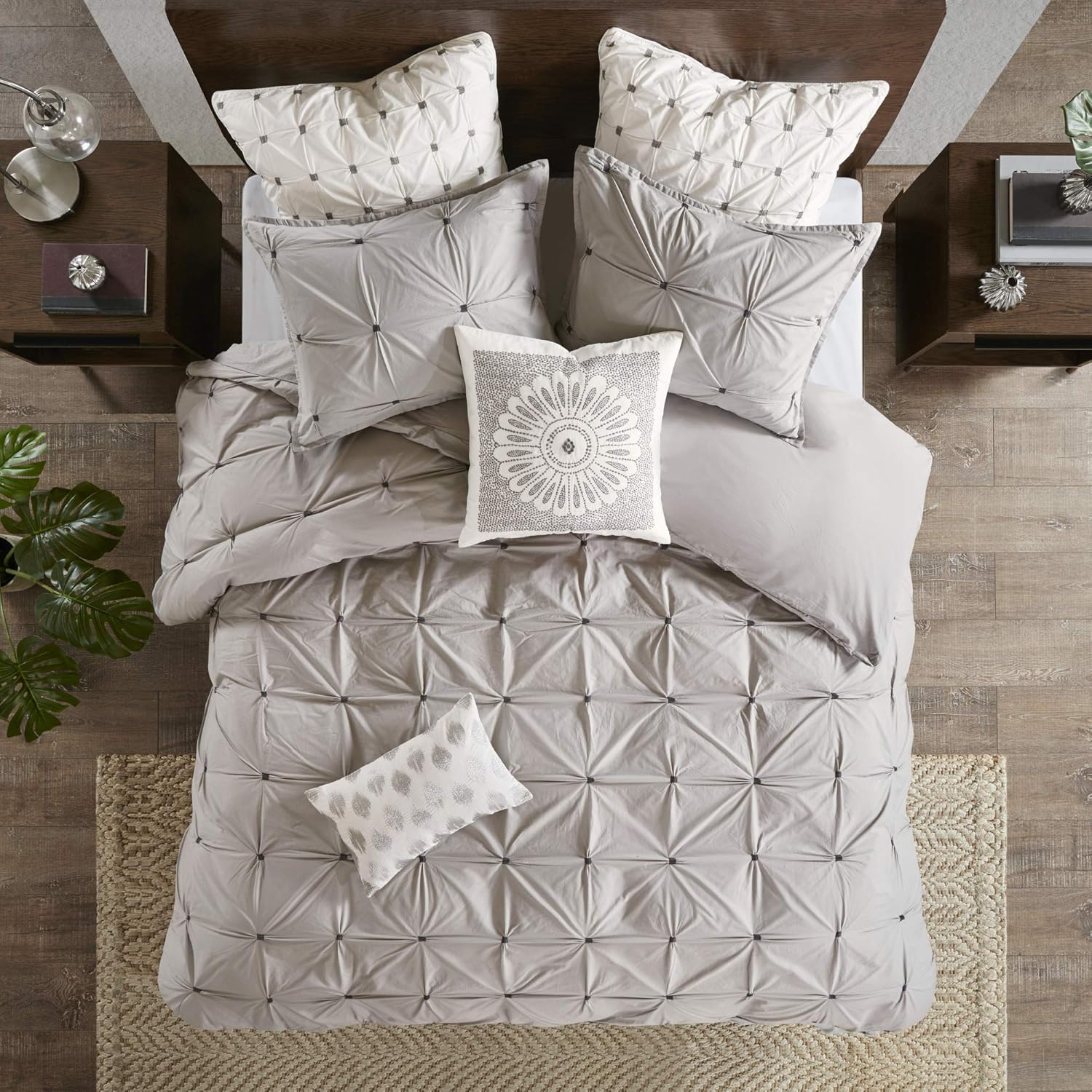 INK+IVY Sofia Cotton Modern Accent Throw Pillow, asual Embroidered Square Fashion Decorative Pillow, 20X20, Grey: Home & Kitchen