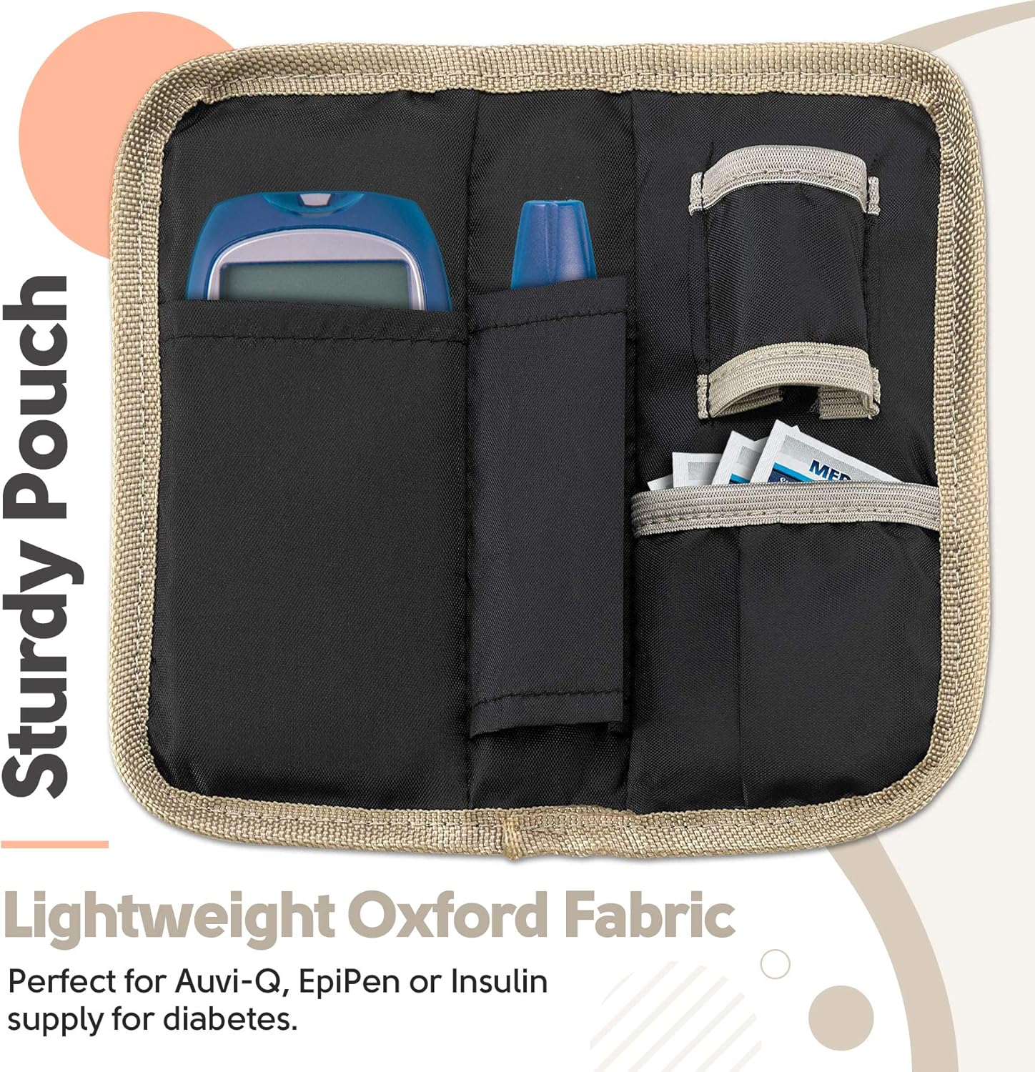Insulin Cooler Travel Case - Insulated Portable Diabetic Pouch with 2 Gel Ice Packs - Reusable Lightweight & Durable Organizer Bag Cooler for Medications Diabetes Pen, and Supplies, (Black & Tan): Health & Personal Care
