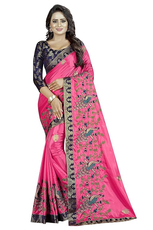 Women's Jacquard Silk Saree With Unstitched Blouse Piece
