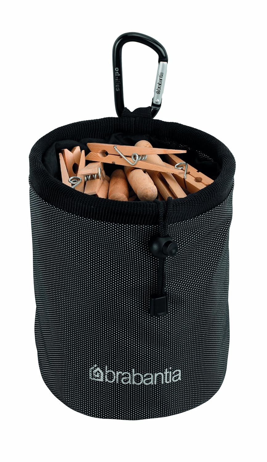Brabantia - Cesta con mosquetón para Las Pinzas de la Ropa, Color Negro