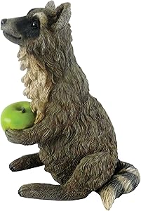 Raccoon S Gray/White Statue by Michael Carr Designs - Outdoor Raccoon Figurine for gardens, patios and lawns (508006C)