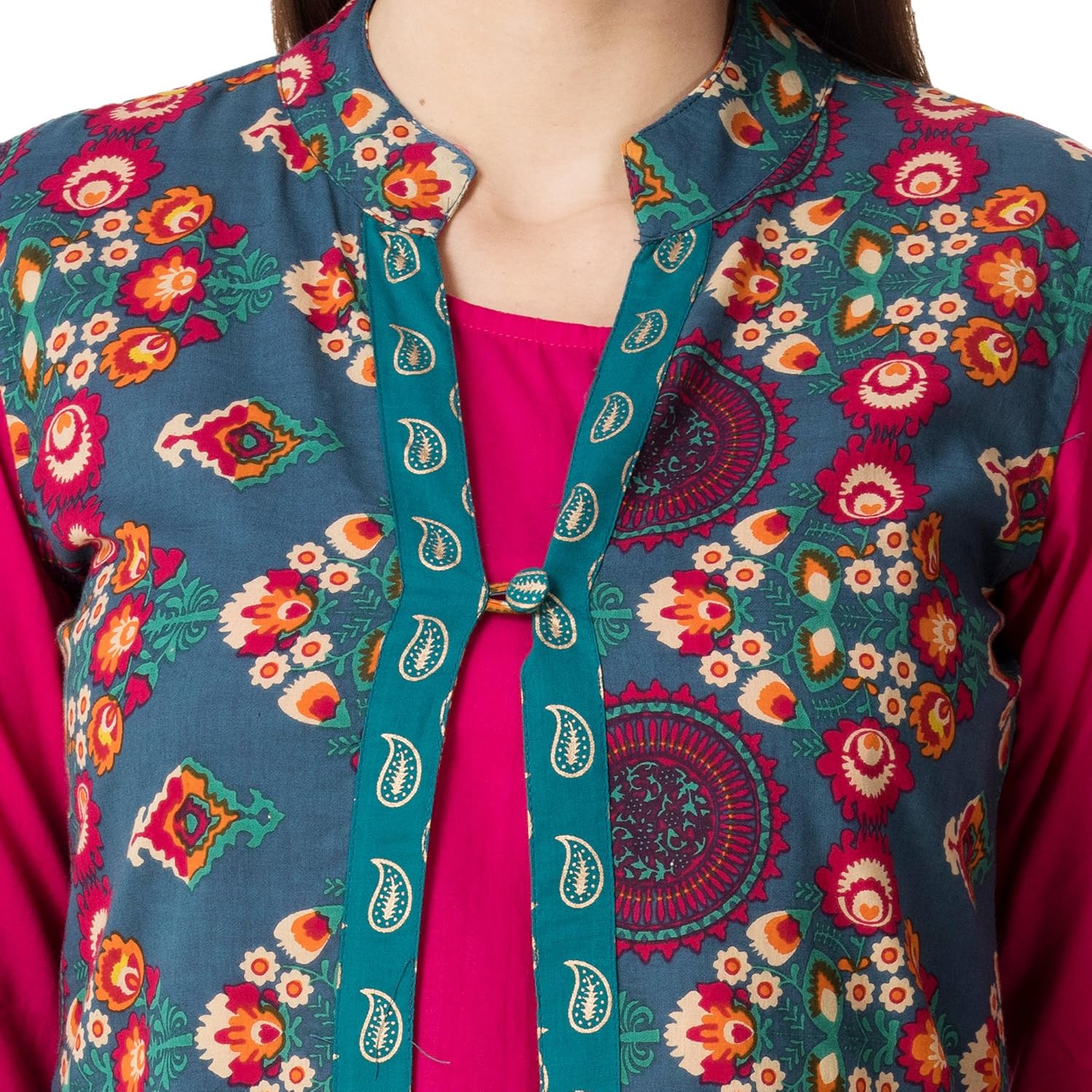 m&d women's cotton printed double layer kurti